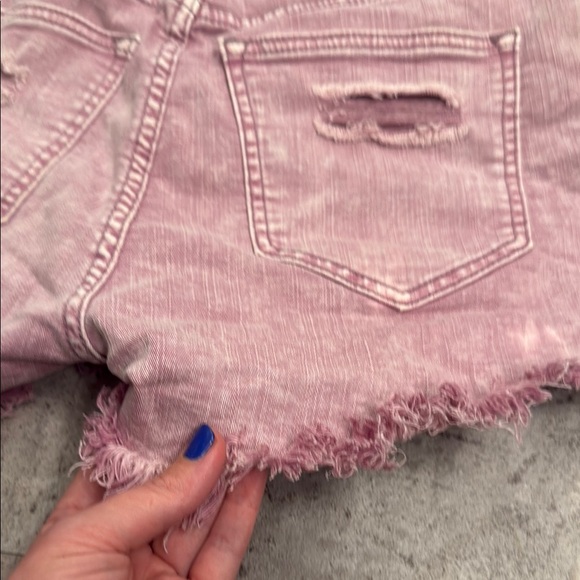 Free People We The Free Pink Jean Cutoff Shorts Distressed Frayed Hem - Picture 10 of 11